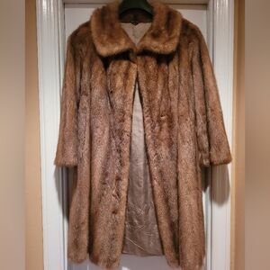 PRE-OWNED ( Untagged ) * S Vintage 50s - 60s Genuine Pastel Brown 37" Mink Coat